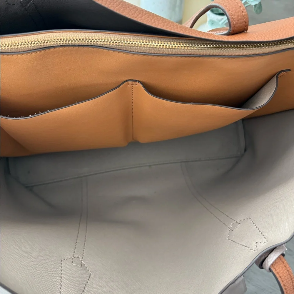 Tory Burch Brown Leather Tote with Gold Accent - Picture 6 of 12